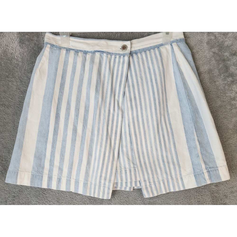 Squeeze Jeanswear Skort Womens Size 13/14 Blue White Denim Striped 90s Vintage